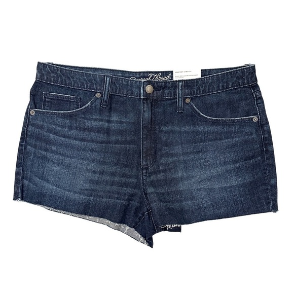 NWT High-Rise Dark Blue Faded Denim Shorts Size 14 - Picture 4 of 11